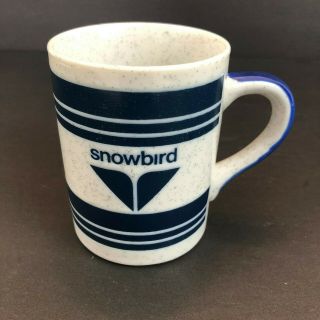 Snowbird Utah Ski Resort Coffee Mug Cup Blue Bands Gray Speckled Embossed Print