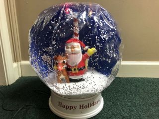 Gemmy Airblown Inflatable 15 Inch Rudolph And Santa Light Up Musical Snow Globe