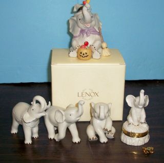5 Lenox Elephants Triumphant Coll.  - Trunk & Treats - Trinket Box With Gold Charm