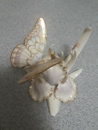 Lenox Whisper Of Spring Butterfly Iris Flower Porcelain Figurine