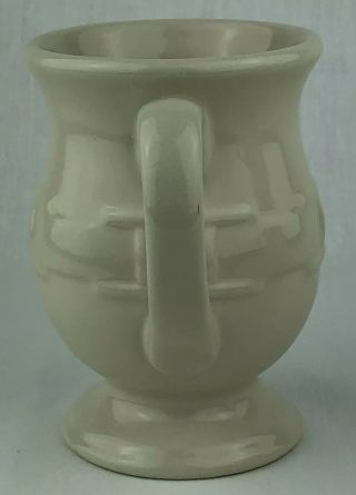 Longabery Pottery Latte Coffee Mug Ivory Set Of 2 EUC Pedestal Footed Woven 7