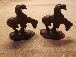 Pair Vintage END OF THE TRAIL Antique Cast Iron Metal Horse Bookends Book Ends 2