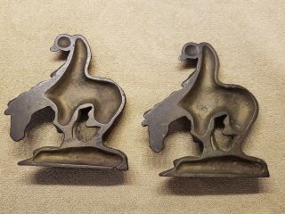 Pair Vintage END OF THE TRAIL Antique Cast Iron Metal Horse Bookends Book Ends 5
