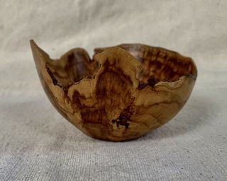 Maple Turned Wood Bowl Signed By Artist Irregular 5” Decor