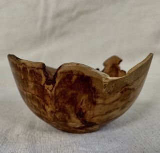 Maple Turned Wood Bowl Signed By Artist Irregular 5” Decor 5