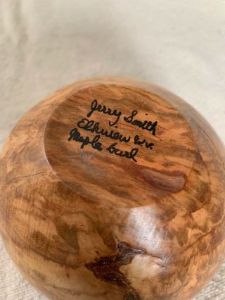Maple Turned Wood Bowl Signed By Artist Irregular 5” Decor 7