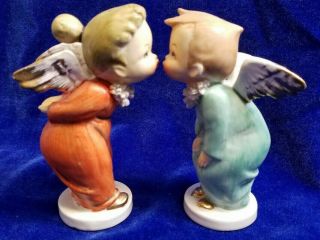 Napco Kissing Angels Boy Girl Figurines S395e S395f Orange Green Gowns Spaghetti
