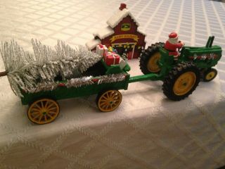 Hawthorne Village,  John Deere,  Holiday Tractor,  Wagon And Tree Stand Building