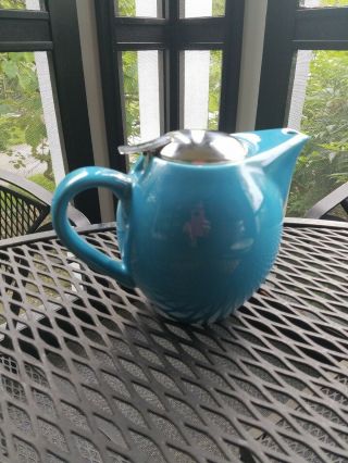 Cool Blue Ceramic Teapot Huesnbrews 4 Cup Euc