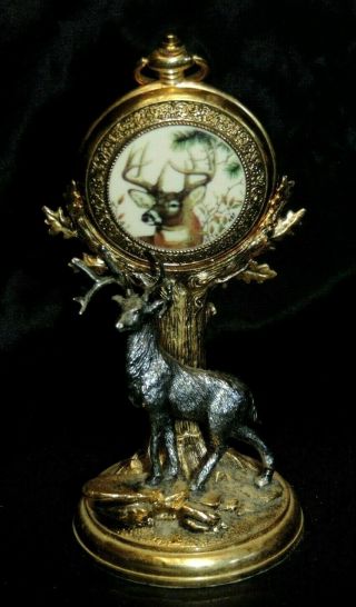 Franklin Precision Pocket Watch Deer Front & Display Stand By Ricky Fields