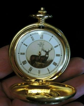 FRANKLIN PRECISION POCKET WATCH DEER FRONT & DISPLAY STAND BY RICKY FIELDS 3