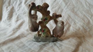 Vintage Unique Ceramic Monkeys Playing In A Tree Salt And Pepper Shakers