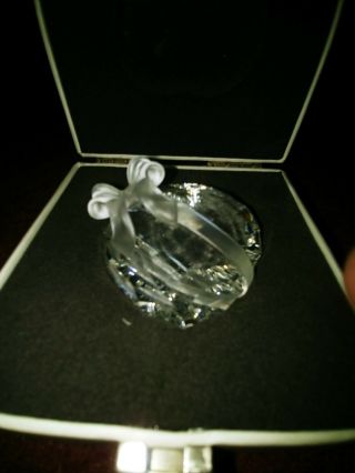 Swarovski Silver Crystal Figurine Valentine Sweet Heart Frosted Bow Paperweight