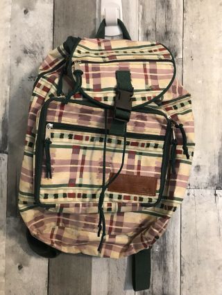 90’s Vintage Plaid Longaberger Backpack Bee 1995 Purple Green