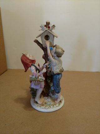 Lefton Porcelain Figurine Country Boy And Girl Checking Bird House Gg5975