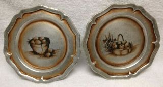 Set Of 2 Vintage George Good Corp 1978 Wall Hanging Pewter Plates