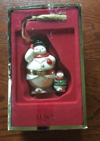 Lenox Snowman Box Christmas Tree Ornament,  Hinged Trinket Box