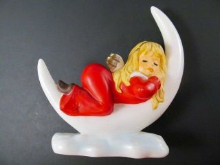 Vintage Goebel Germany Weihnacht Angel Sleeping On Moon Porcelain Figurine - Euc