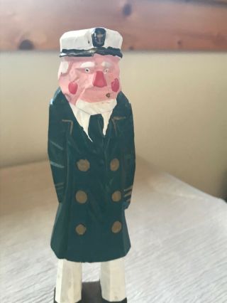 Carved Painted Wood Wooden Nautical Sea Captain FIgurine – AS - IS 7.  75 inches 3