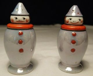 Set Pair Vintage Happy Circus Clown Salt And Pepper Shaker Made In Japan 3 " Tall