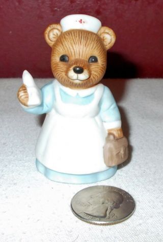 Vintage Homco Porcelain Nurse Bear Figurine 8805 ^