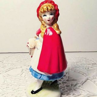 Vintage Porcelain Ceramic Little Red Riding Hood Girl Storybook Figurine