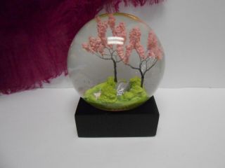 Crystal Ball Glass Water Snow Globe Spring Pink Cherry Blossoms CoolSnowGlobes 4