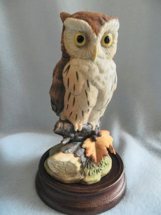 Andrea By Sadek Great Horned Owl Porcelain Figurine 6315 With Stand