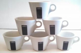 Lavazza Ipa Italy White Espresso Coffee Mugs Set Of Six - Blue Label