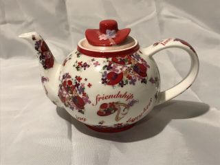 Paul Cardew 2004 Red Hat Society Pink Chintz Officially License Porcelain Teapot