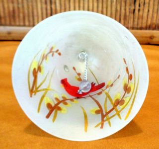 Hand Painted Frosted Crystal Bell with Cardinal / 9 1/4 