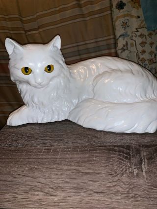 Vintage Homco White Kitty 1147 Yellow Glass Eyes