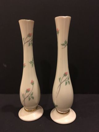 Lenox Rose Manor Bud Vases 7 1/4 Inches Tall