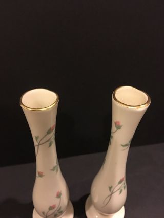 Lenox Rose Manor Bud Vases 7 1/4 Inches Tall 2