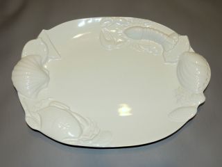 Large White Lobster,  Clam & Crab Platter Plate Oval Seafood Porcelain Gourmet