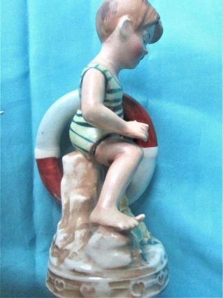 Vintage Bathing Beauty Figurine Boy with Crab and Swimming Tube Occupied Japan 3