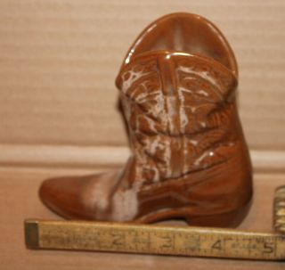 Frankoma Pottery Cowboy Boot 4.  5 " Brown