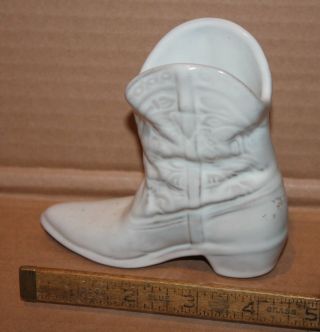 Frankoma Pottery Cowboy Boot 4.  5 " White