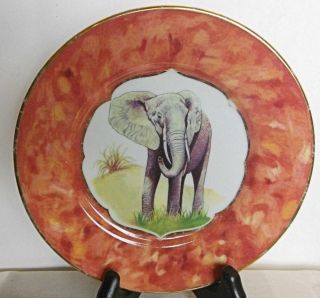 Vintage Limoges Dessert Plate Safari 1996 Elephant Decorated By Hand 7.  5 "