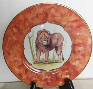 Vintage Limoges Dessert Plate Safari 1996 Lion Decorated By Hand 7.  5 "