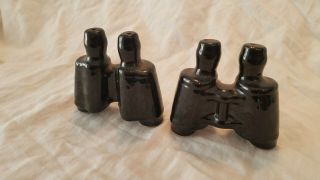 Vintage Ceramic Black Binoculars Salt And Pepper Shakers