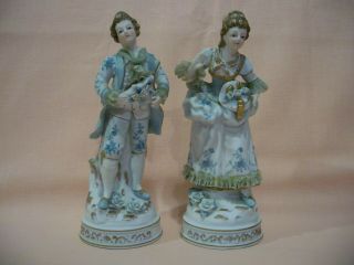 Vintage Sandrea Pair Bisque Figurines Man & Woman Hand Painted Made In Japan