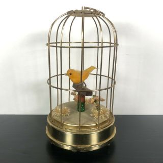 Vtg Schmid Mechanical Music Box Bird Cage Oh What A Morning