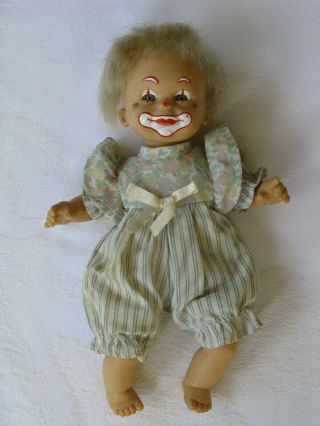 Vintage Clown Bean Bag Doll Approx 8 " Tall