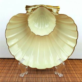 Lenox Aegean Shell Chip And Dip Serving Bowl Dish Made In Usa Ivory Gold Trim