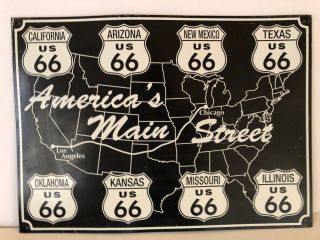 Route 66 Metal Sign Map Americas Main Street Mother Road Black And White 17 X 12