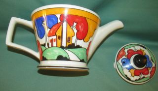 Porcelain Teapot Art Deco Cliff Sadler England Bright Colors No Chips Or Cracks