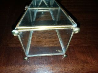 Vintage Glass & Brass Curio Cabinet Display Case Pyramid Great for Miniatures 3