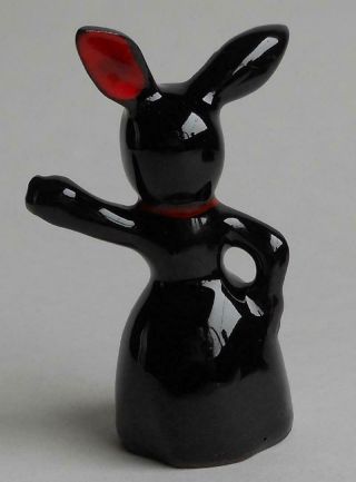 Vintage Japan Baby Girl Figurine Dressed In Black Bunny Suit With Red Ears 3 