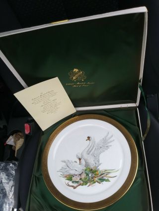 1972 Boehm Porcelain Limited Edition 13 " Mute Swans Plate " Bird Of Peace "